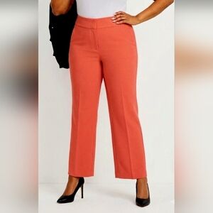 NEW NY&Co 7th Avenue Super Stretch Hi-Waist Straight Leg Pants Size 20 Coral